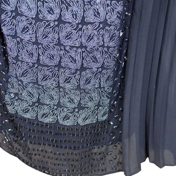 Tory Burch Black Pleated Sequins Embellished Front Holiday Christmas Party Skirt - Picture 4 of 8